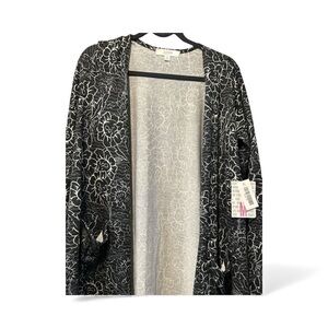 LuLaRoe Black and White Floral Cardigan nwt medium